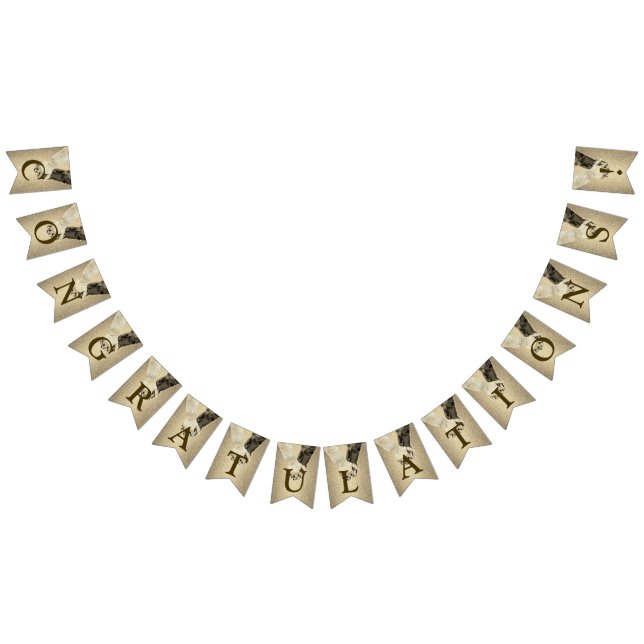 Welcome Wedding Party Golden Glitter Bride Groom Bunting (All)