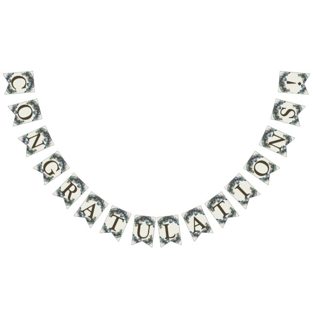 Welcome Wedding Party Green Purple Leaves Elegant Bunting (All)