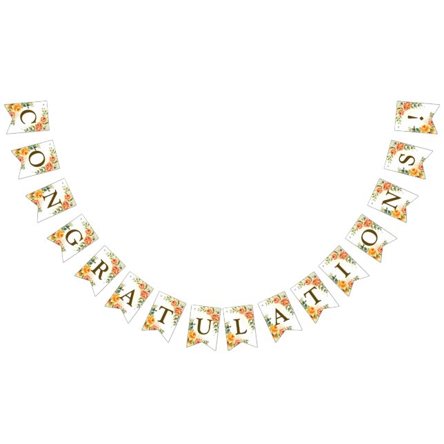 Welcome Wedding Party Orange Yellow Red Floral Bunting (All)