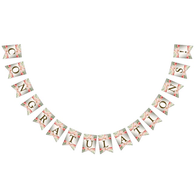 Welcome Wedding Party Peach Orange Floral Rustic Bunting (All)