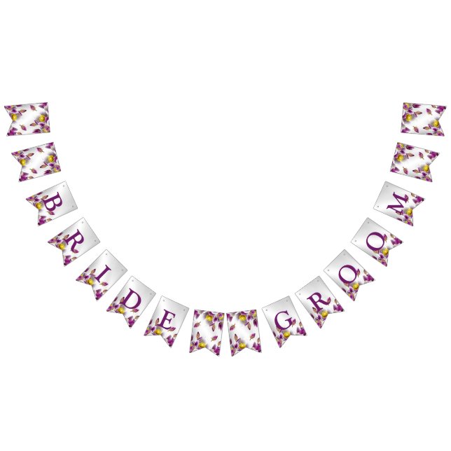 Welcome Wedding Party Pink Purple Silver Elegant Bunting (All)