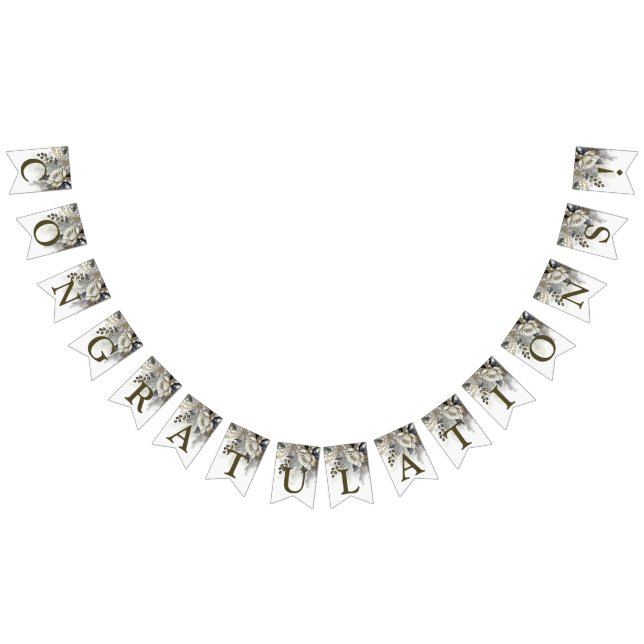 Welcome Wedding Party Silver Golden White Roses Bunting (All)