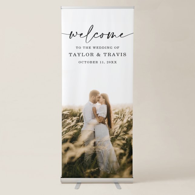 Welcome Wedding Photo Retractable Banner Gradient (Front)
