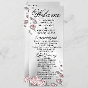 Welcome Wedding Pink Peach Shiny Hearts Geometric Programme