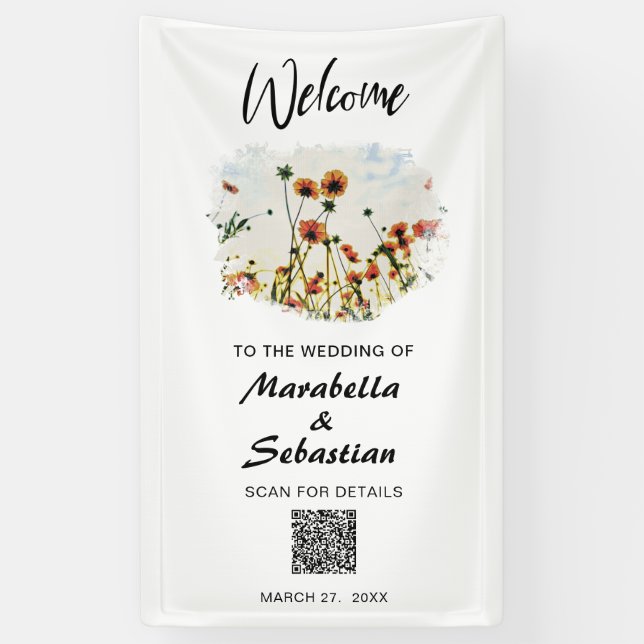 *~* WELCOME Wedding Poppy Floral AR9 Banner (Vertical)