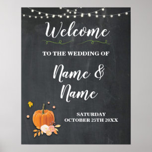 Welcome Wedding Poster Pumpkin Sign Chalk Harvest