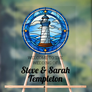 Welcome Wedding Reception Sign Lighthouse Nautical