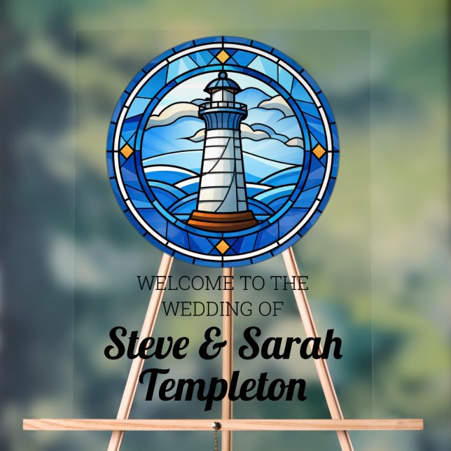 Welcome Wedding Reception Sign Lighthouse Nautical (Neutral)