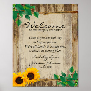 Welcome Wedding Seating - Sunflower Poster