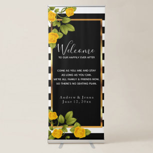 Welcome Wedding Seating - Yellow Roses Retractable Banner