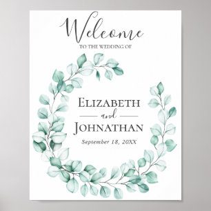Welcome Wedding Sign Eucalyptus Greenery Wreath