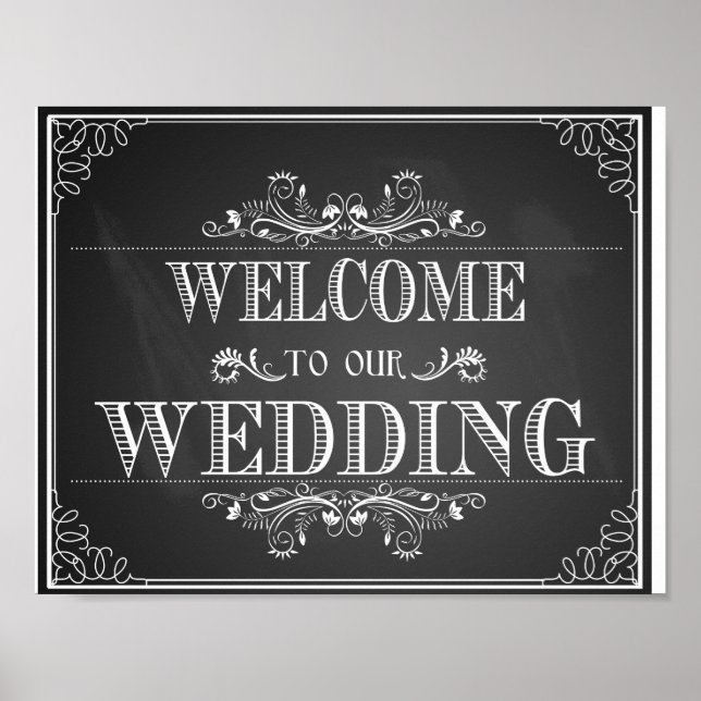 Welcome wedding sign in chalkboard (Front)