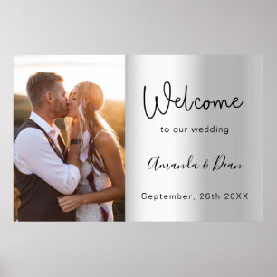 Welcome wedding sign silver photo script