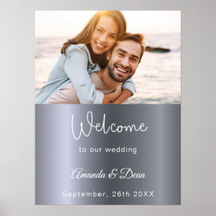 Welcome wedding sign silver photo script