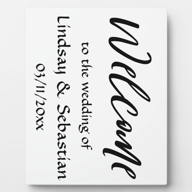 Welcome wedding sign Tabletop Plaque with Easel (Front)