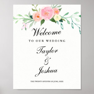 Welcome Wedding Sign Watercolor Wildflower