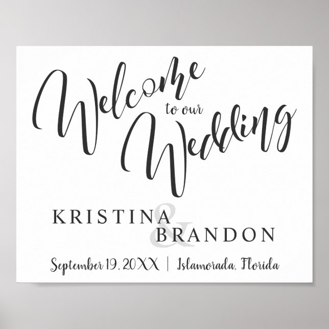 Welcome Wedding Sign with Asymmetric Lettering (Front)