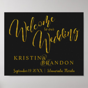 Welcome Wedding Sign with Faux Gold Foil Lettering