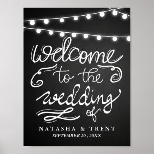 Welcome Wedding String Lights Chalkboard Wedding Poster