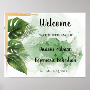 Welcome Wedding Tropical Palm Sign