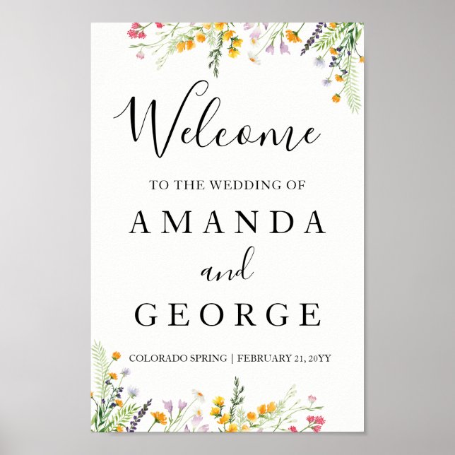 Welcome Wedding wildflowers spring sign (Front)