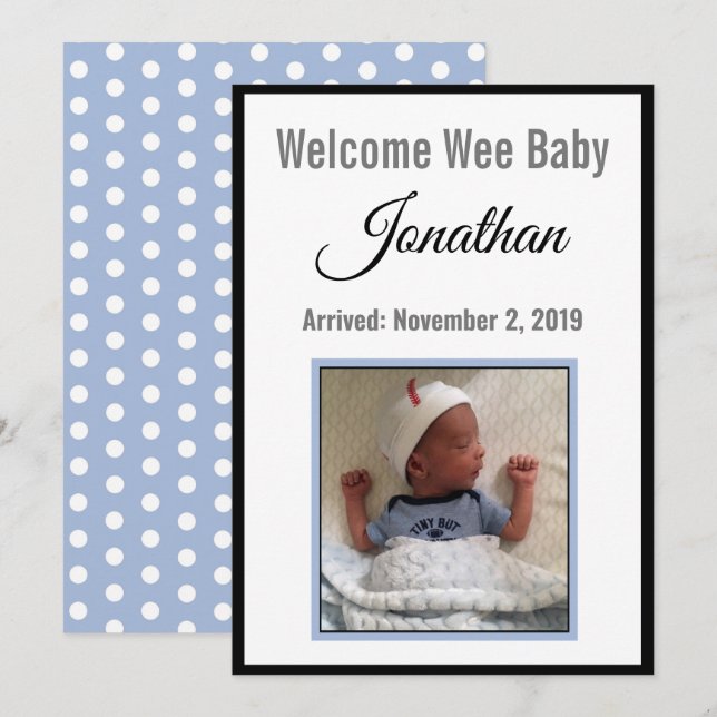 Welcome Wee Baby NAME Announcement (Front/Back)