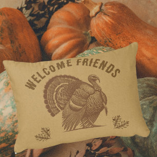 Welcome Welcome Friends Faded Gold Turkey Decorative Cushion
