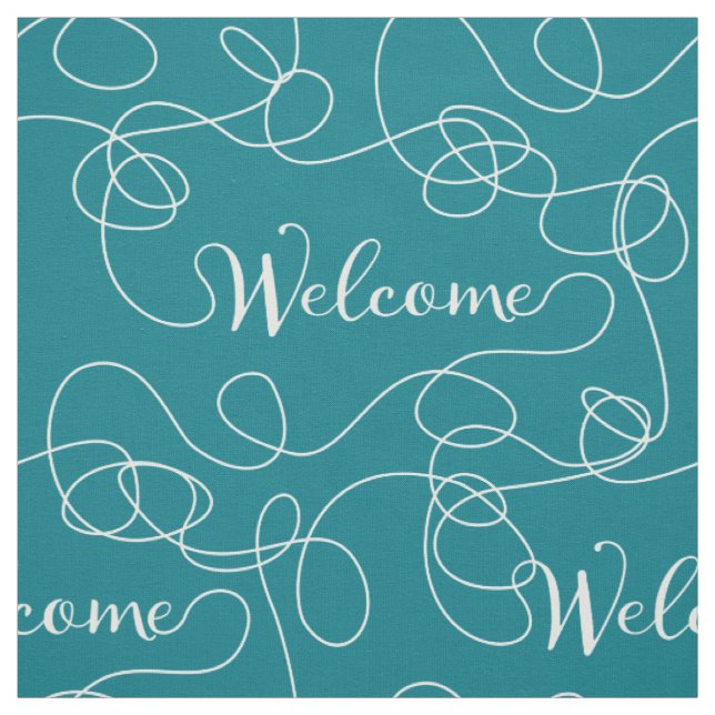 WELCOME white seamless pattern with LINES Fabric (Swatch)