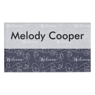 WELCOME white seamless pattern with LINES Name Tag