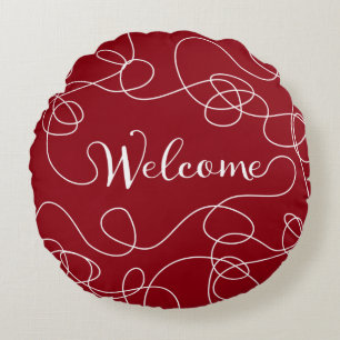 WELCOME white seamless pattern with LINES Round Cushion