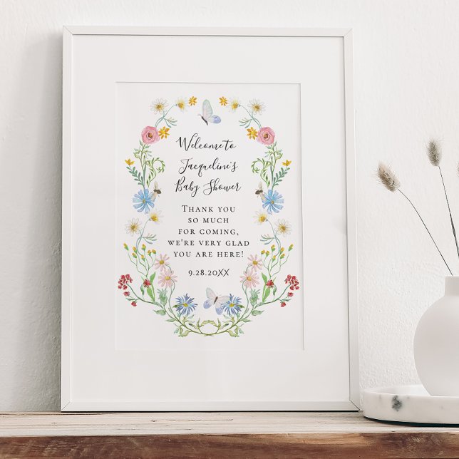 Welcome Wildflower Watercolor Floral Baby Shower P Poster (Creator Uploaded)