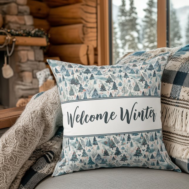 Welcome Winter Throw Pillow (Creator Uploaded)