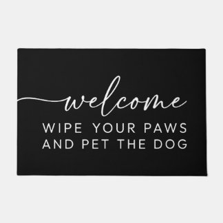 Welcome Wipe Your Paws Dog Lover Black Doormat