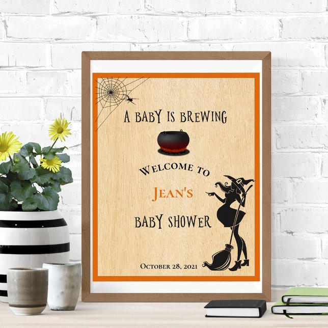 Welcome Witch Brewing Halloween  Baby Shower Poster (Creator Uploaded)