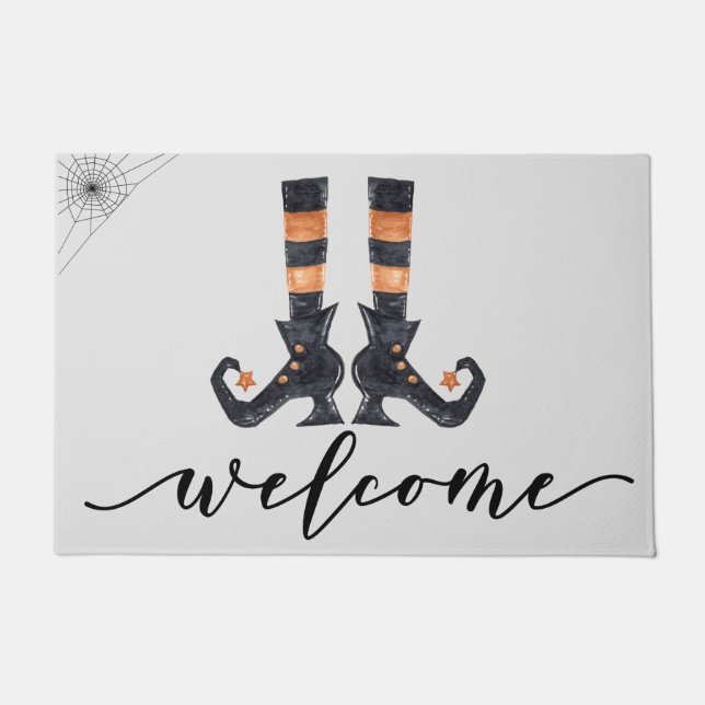 Welcome Witch Feet Halloween Holiday Doormat (Front)