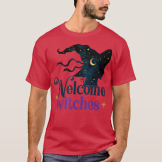 Welcome Witch Halloween Celestial Moon Stars Witch T-Shirt