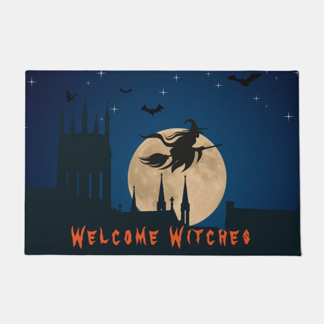 Welcome Witches | Full Moon Halloween Doormat (Front)