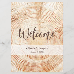 Welcome Wood Grain Rustic Wedding Program Programme