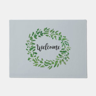 Welcome Wreath Farmhouse Floor Mat