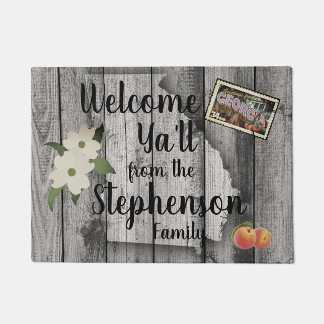 Welcome Ya'll Georgia Door Mat (Front)