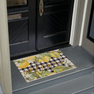Welcome Yellow Lemon Mat, Cute Lemon Tree Door Mat