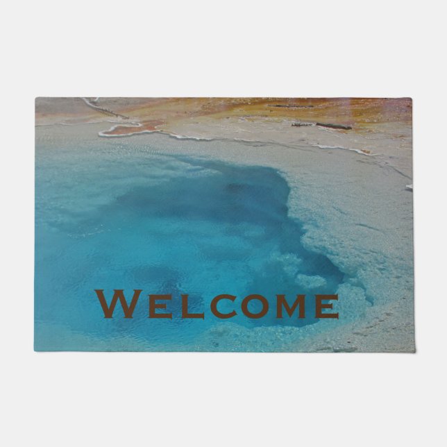 Welcome Yellowstone Blue Water Photo National Park Doormat (Front)