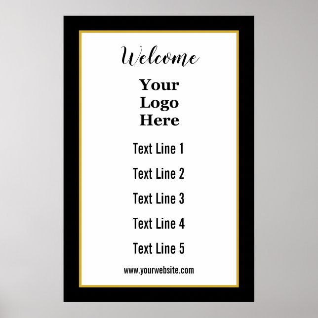 Welcome Your Logo Here Black and White Template Poster (Front)