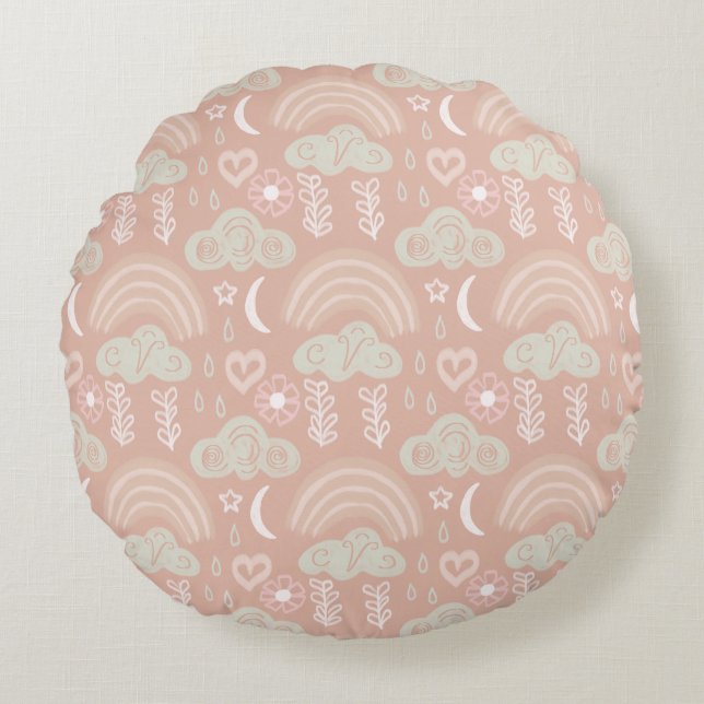 Welcoming Baby Pink Round Cushion (Front)