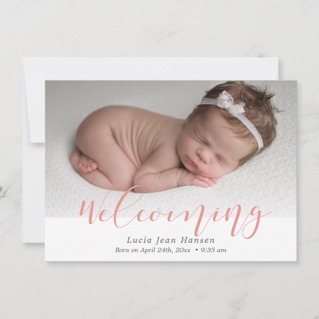 Welcoming - Birth announcement photo card (Front)