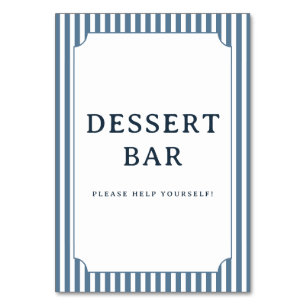 Welcoming Blue Striped Dessert Bar Sign Table Number