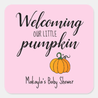 Welcoming our little Pumpkin Baby Shower Square Sticker