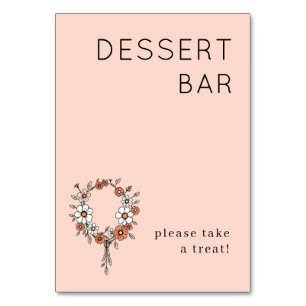 Welcoming Peach Floral Wreath Table Number