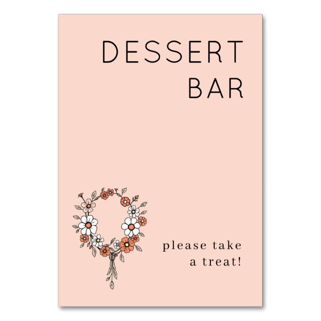 Welcoming Peach Floral Wreath Table Number (Front)