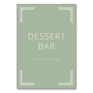 Welcoming Sage Green Minimalist Dessert Bar Sign Table Number